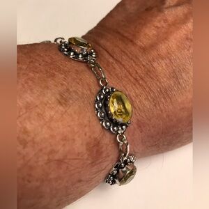 Citrine Stamped 925 Sterling Silver Bracelet